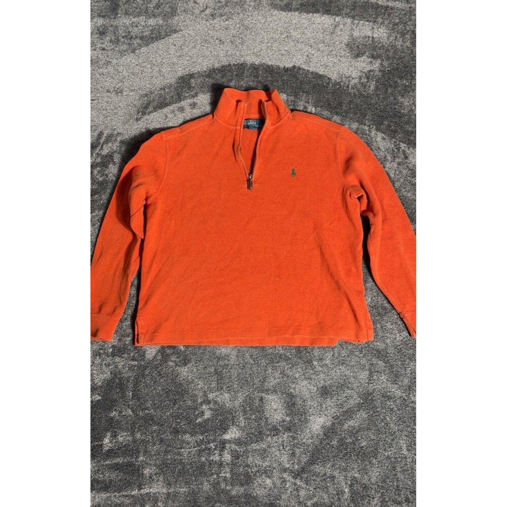 POLO RALPH LAUREN Orange 1/4 Zip Pullover Sweater Men’s Medium